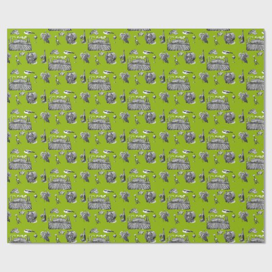 Toile & Calligraphy Editable Wrapping Paper Cadeaupapier (Vlak)