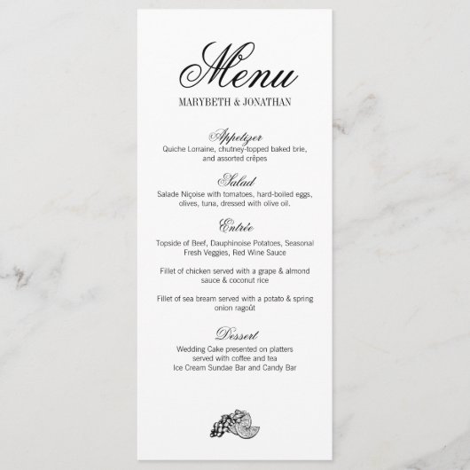 Toile & Calligraphy Huwelijksmenu Menu (Voorkant)
