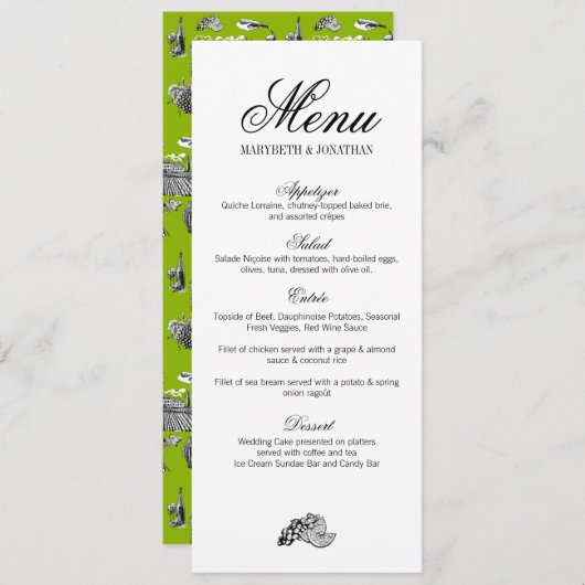 Toile & Calligraphy Huwelijksmenu Menu (Voorkant / Achterkant)