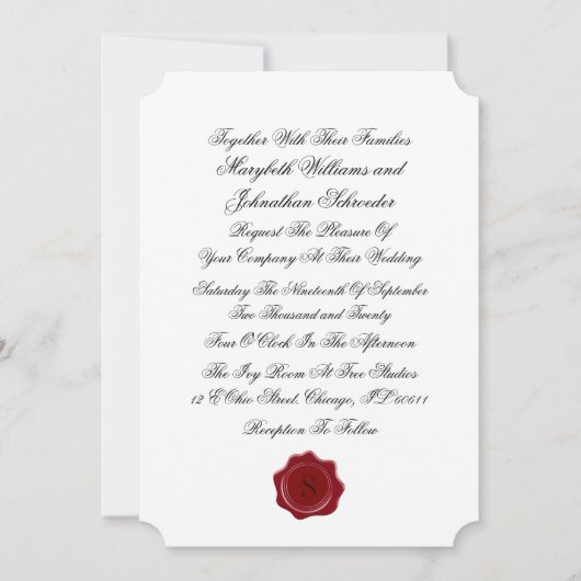 Toile & Calligraphy Monogram Wedding Invitation Kaart (Voorkant)