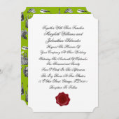 Toile & Calligraphy Monogram Wedding Invitation Kaart (Voorkant / Achterkant)