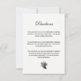 Toile & Calligraphy Wedding Directions Kaart