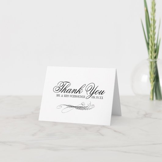 Toile & Calligraphy Wedding Folded Harde Kaart (Voorkant)
