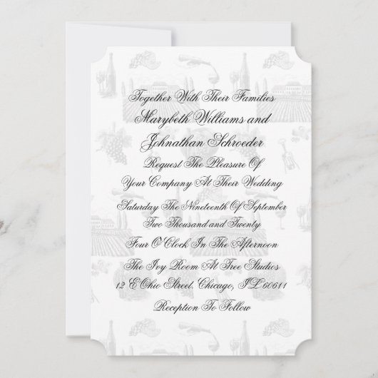 Toile & Calligraphy Wedding Invitation Card Kaart (Voorkant)