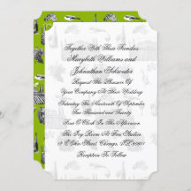 Toile & Calligraphy Wedding Invitation Card