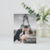 Toile & Calligraphy Wedding Photo Briefkaart (Staand voorkant)