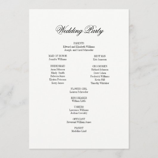 Toile & Calligraphy Wedding Program Card Programmakaart (Achterkant)
