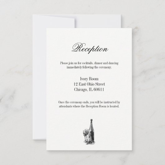 Toile & Calligraphy Wedding Reception Card RSVP Kaartje (Voorkant)