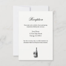 Toile & Calligraphy Wedding Reception Card