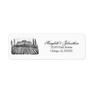 Toile & Calligraphy Wedding Return Address Label