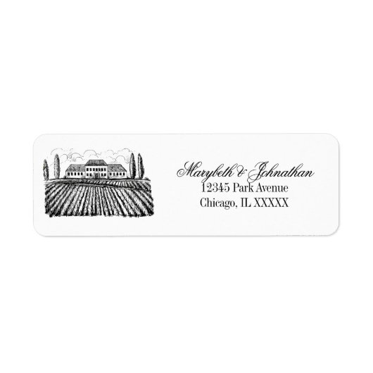 Toile & Calligraphy Wedding Return Address Label (Voorkant)