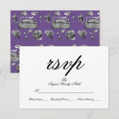 Toile & Calligraphy Wedding RSVP Kaart (Voorkant / Achterkant)