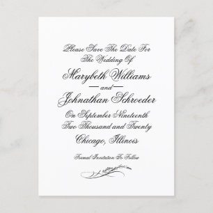 Toile & Calligraphy Wedding Save the Date Briefkaa Uitnodiging Briefkaart