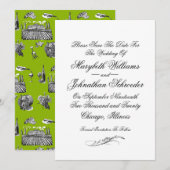 Toile & Calligraphy Wedding Save the Date Kaart (Voorkant / Achterkant)