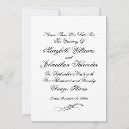 Toile & Calligraphy Wedding Save the Date Kaart