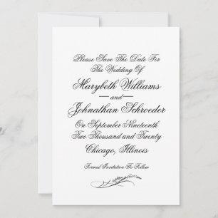 Toile & Calligraphy Wedding Save the Date Kaart