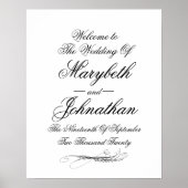 Toile & Calligraphy Wedding Welcome Poster Print (Voorkant)