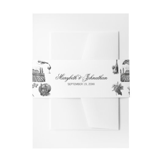 Toile & Calligraphy White Editable Wedding Uitnodigingen Wikkel (Voorkant Voorbeeld)