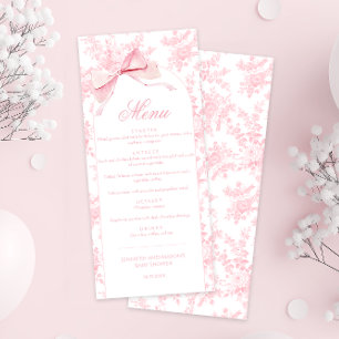 Toile Chic Bloem Boho Boog Baby Meisje Shower Menu