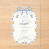 Toile Chic Nautische Boog Wedding Acryl Uitnodigingen (Voorkant)