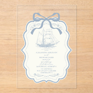 Toile Chic Nautische Boog Wedding Acryl Uitnodigingen