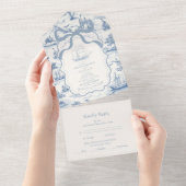 Toile Chic Nautische Boog Wedding All In One Uitnodiging (Afscheurbaar)