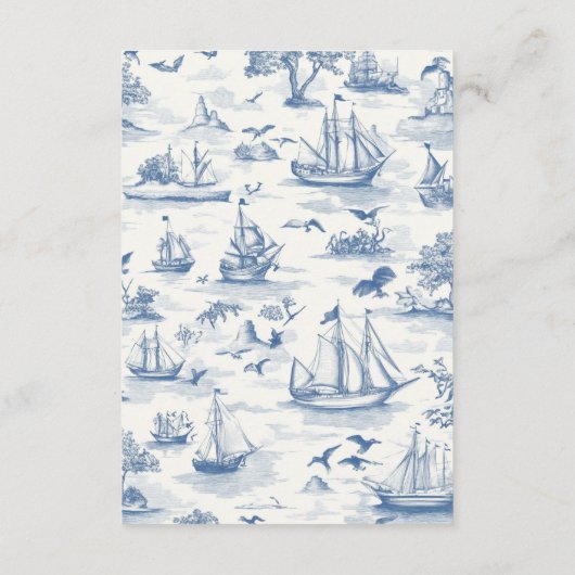 Toile Chic Nautische Boog Wedding Informatiekaartje (Achterkant)