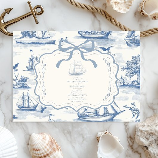 Toile Chic Nautische Boog Wedding Kaart