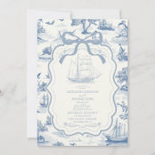 Toile Chic Nautische Boog Wedding Kaart (Voorkant)