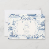 Toile Chic Nautische Boog Wedding RSVP Kaartje (Voorkant)