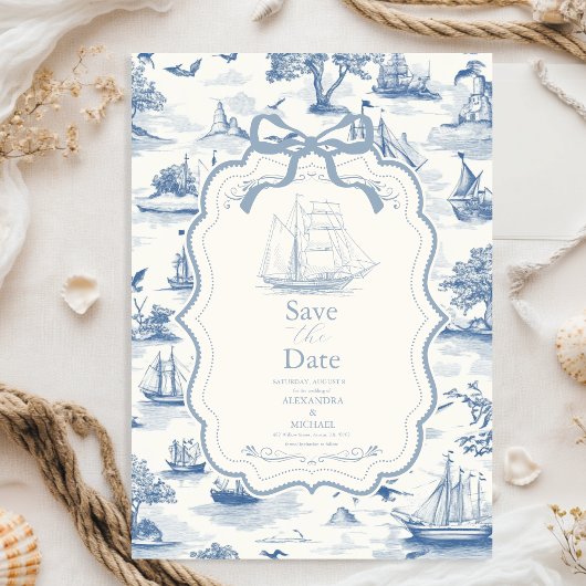 Toile Chic Nautische Boog Wedding Save The Date