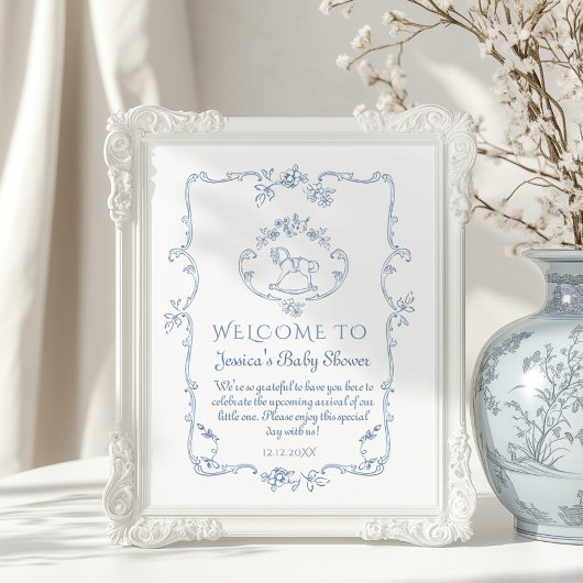 Toile Chinoiserie baby shower Welkom Poster