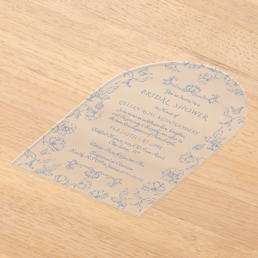 Toile  Chinoiserie floral Vrijgezellenfeest Acryl Uitnodigingen (Laagn)