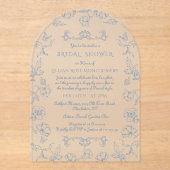 Toile  Chinoiserie floral Vrijgezellenfeest Acryl Uitnodigingen (Voorkant)