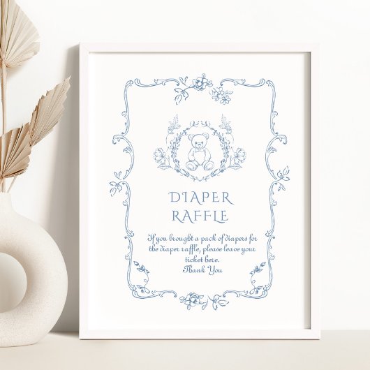 Toile Chinoiserie Teddy beer Luierverloting Poster