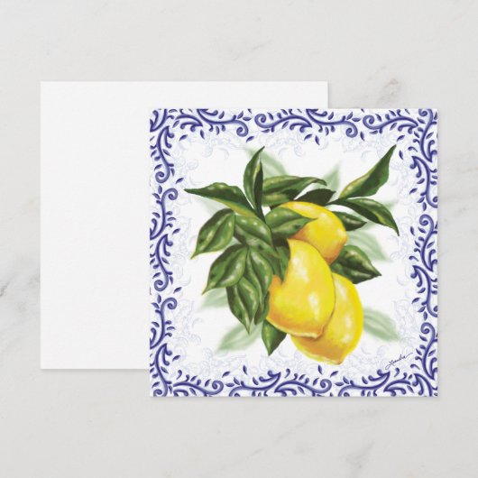 Toile Citroenen Platte Wenskaart Feestdagenkaart (Voorkant / Achterkant)