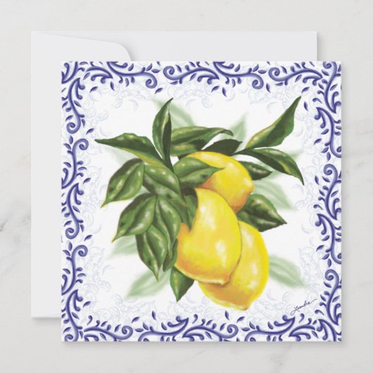 Toile Citroenen Platte Wenskaart Feestdagenkaart (Voorkant)