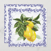 Toile Citroenen Uitnodiging voor Bruiloften of Fee (Voorkant / Achterkant)