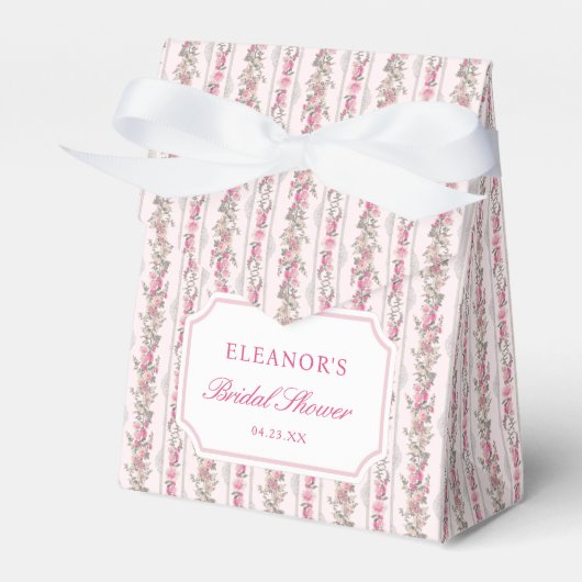 Toile Coquette Roze Bow Vrijgezellenfeest Bedankdoosjes (Voorkant Zijde)