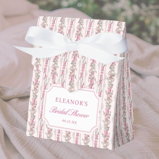 Toile Coquette Roze Strik Bruiloftsfeest Bedankdoosjes