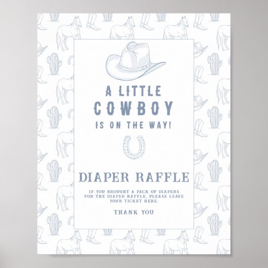 Toile Cowboy baby shower - Luierverloting Poster (Voorkant)