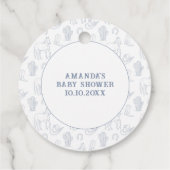 Toile Cowboy POP IT! Baby Shower Bedankjes Labels (Achterkant)