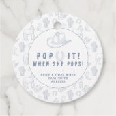 Toile Cowboy POP IT! Baby Shower Bedankjes Labels (Voorkant)