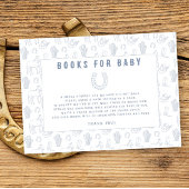 Toile Cowboy Western Baby shower Boeken voor baby Informatiekaartje