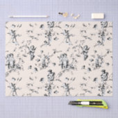 toile Cupid Angels Floral Black Cream Tissuepapier (Craft)