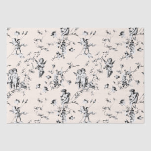  toile Cupid Angels Floral Black Cream Tissuepapier
