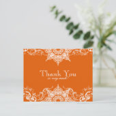 Toile Damask bedankje Briefkaart- Tangerine Briefkaart (Staand voorkant)