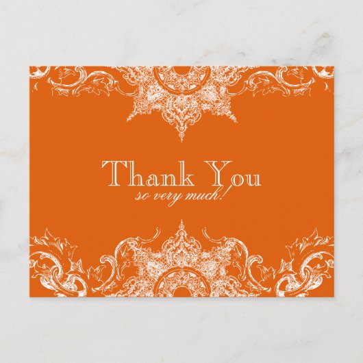 Toile Damask bedankje Briefkaart- Tangerine Briefkaart (Voorkant)