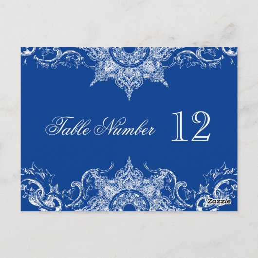 Toile Damask Receptie Tafelnummers Royal Blue (Achterkant)