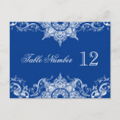 Toile Damask Receptie Tafelnummers Royal Blue (Voorkant)